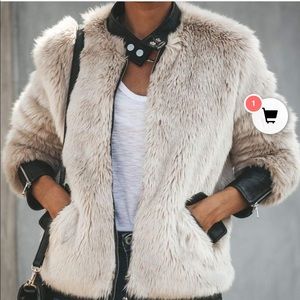 NWOT Faux fur and leather jacket